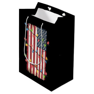 Weihnachtsbeleuchtung USA-Flagge Patriotischer Vet Mittlere Geschenktüte