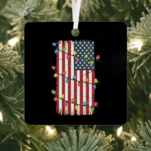 Weihnachtsbeleuchtung USA-Flagge Patriotischer Vet Ornament Aus Metall