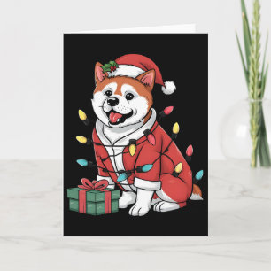 Weihnachtsbeleuchtung Weihnachtsmann Akita Hund We Karte