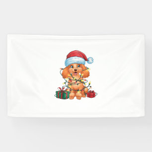 Weihnachtsbeleuchtung Weihnachtsmann Hut Pudel Hun Banner