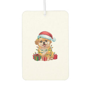 Weihnachtsbeleuchtung Weihnachtsmann Hut Shih Poo Autolufterfrischer