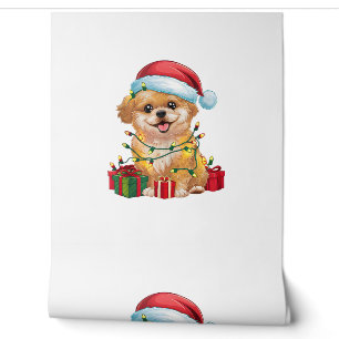 Weihnachtsbeleuchtung Weihnachtsmann Hut Shih Poo Tapete
