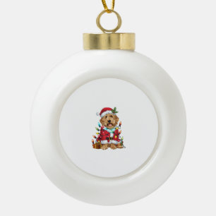 Weihnachtsbeleuchtung Weihnachtsmann-Labradoodle W Keramik Kugel-Ornament