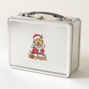 Weihnachtsbeleuchtung Weihnachtsmann-Labradoodle W Metall Brotdose