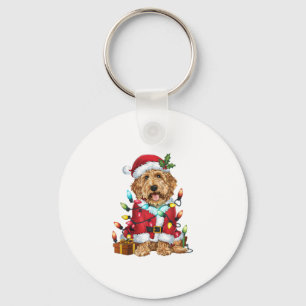 Weihnachtsbeleuchtung Weihnachtsmann-Labradoodle W Schlüsselanhänger