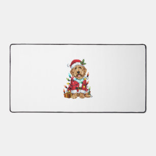 Weihnachtsbeleuchtung Weihnachtsmann-Labradoodle W Schreibtischunterlage