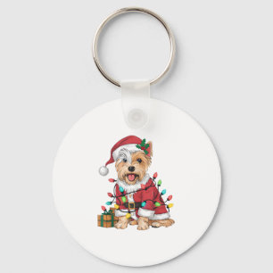 Weihnachtsbeleuchtung Weihnachtsmann Westie Hund W Schlüsselanhänger
