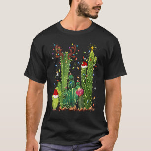 Weihnachtsbeleuchtung Weihnachtsmannmütze, Kaktus  T-Shirt