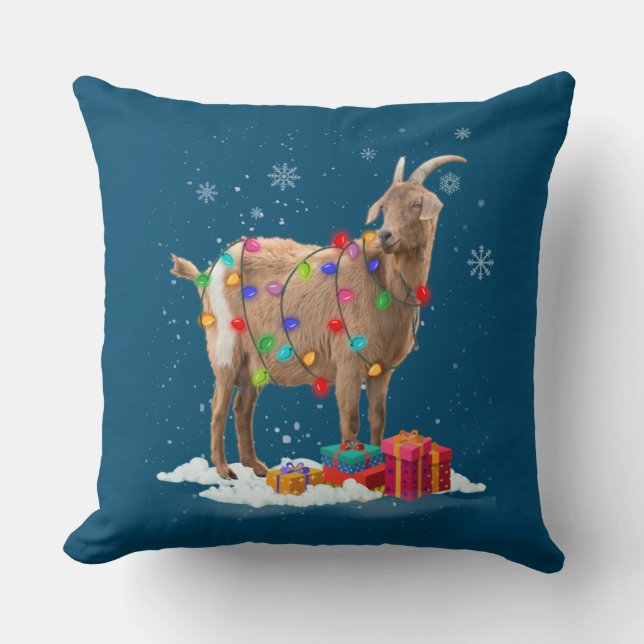 Weihnachtsbeleuchtung Ziege feiert Weihnachten Par Kissen (Vorderseite)