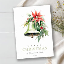 Weihnachtsbell Pine Poinsettia Foliage Wasserfarbe