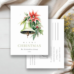 Weihnachtsbell Poinsettia Firmenlogo Feiertagspostkarte