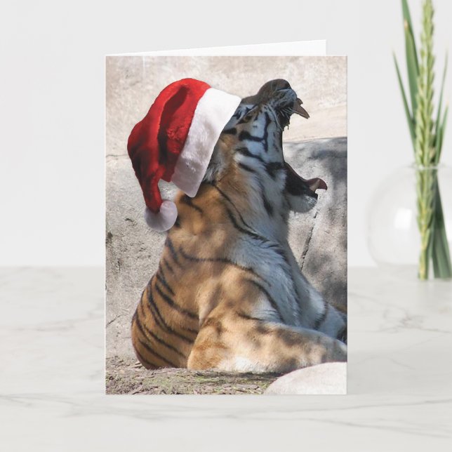 WeihnachtsBengalischer Tiger Feiertagskarte (Vorderseite)