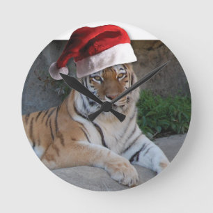 WeihnachtsBengalischer Tiger Runde Wanduhr