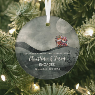 Weihnachtsberge Berge Wandern Paar Verlobung Ornament Aus Glas