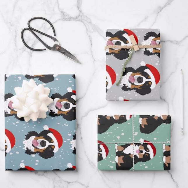 Weihnachtsberger Hund  Geschenkpapier Set (Vorderseite)
