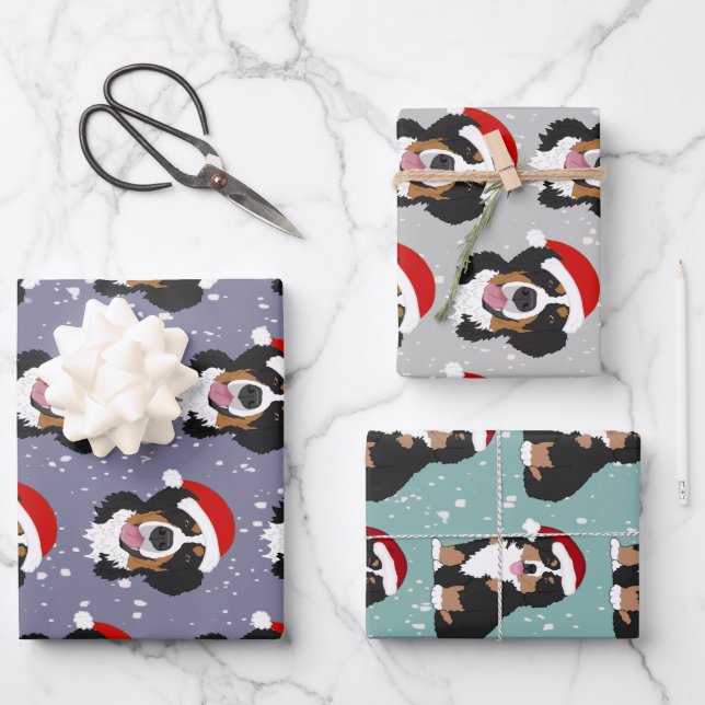 Weihnachtsberger Hund Geschenkpapier Set (Vorderseite)