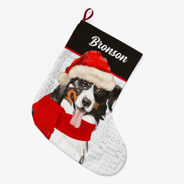 Weihnachtsberger Hund mit Hundename Großer Weihnachtsstrumpf (Vorderansicht (hängend))