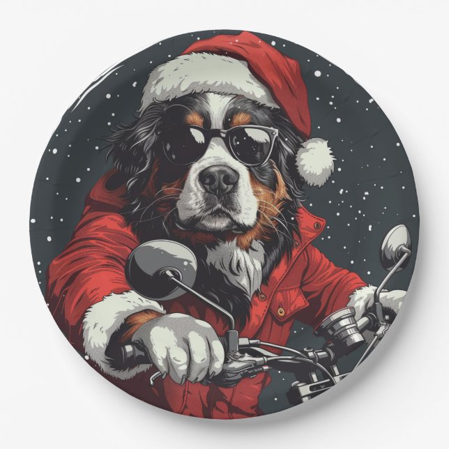 Weihnachtsberger Hund Pappteller (Vorderseite)
