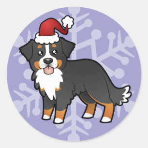 Weihnachtsberger Hund Runder Aufkleber