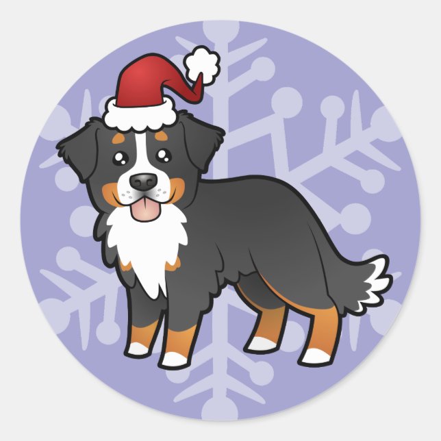 Weihnachtsberger Hund Runder Aufkleber (Vorderseite)