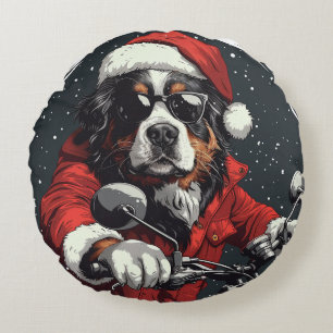 Weihnachtsberger Hund Rundes Kissen