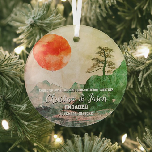 Weihnachtsbergsonnwanderung Paar Verlobung Ornament Aus Glas (InSitu)