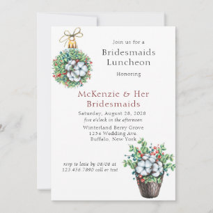 Weihnachtsberries Cotton Bridesmaids Luncheon Einladung