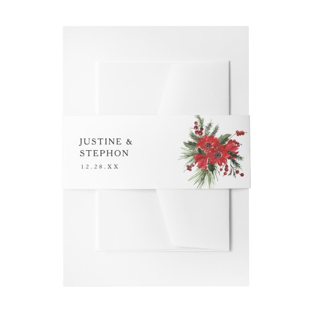Weihnachtsberries & Pine Poinsettia Einladungsbanderole (Vorderseite Beispiel)