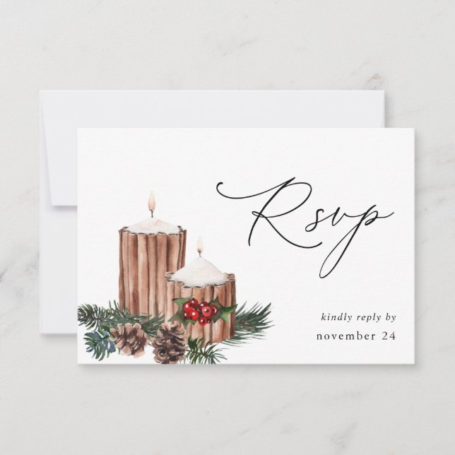 Weihnachtsberries & Pine w Mahlzeit UAWG 2 RSVP Karte (Vorderseite)