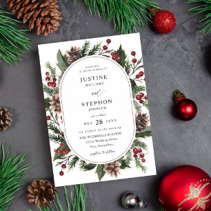 Weihnachtsberries & Pine Wedding Einladung