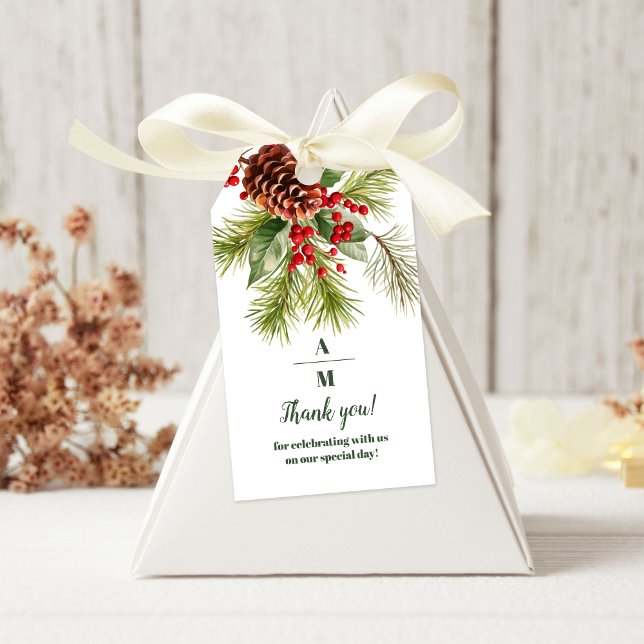 Weihnachtsberries & Pine Wedding Geschenkanhänger (Von Creator hochgeladen)