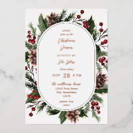 Weihnachtsberries & Pine Weihnachtsessen oder Part Folieneinladung