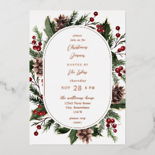 Weihnachtsberries & Pine Weihnachtsessen oder Part Folieneinladung