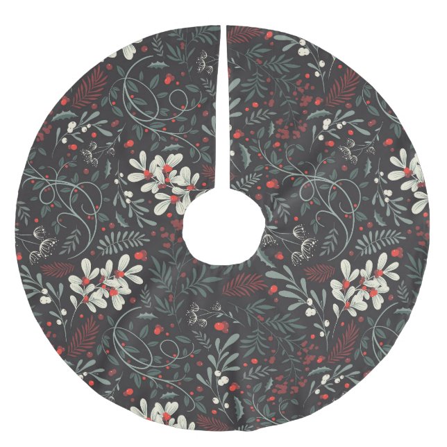 Weihnachtsberries Polyester Weihnachtsbaumdecke (Vorderseite)