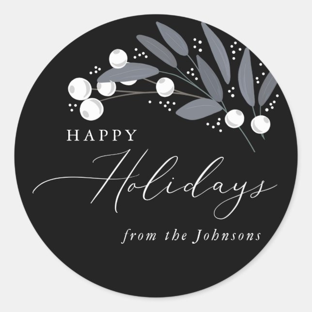 Weihnachtsberries-Sticker Runder Aufkleber (Vorderseite)