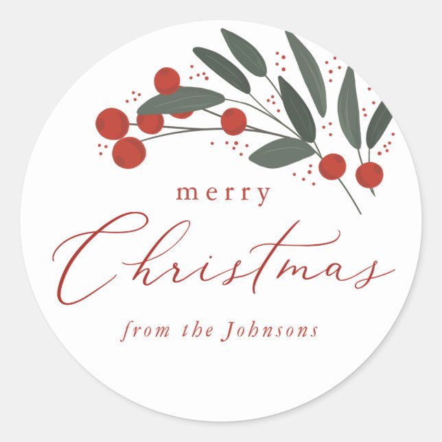 Weihnachtsberries-Sticker Runder Aufkleber (Vorderseite)