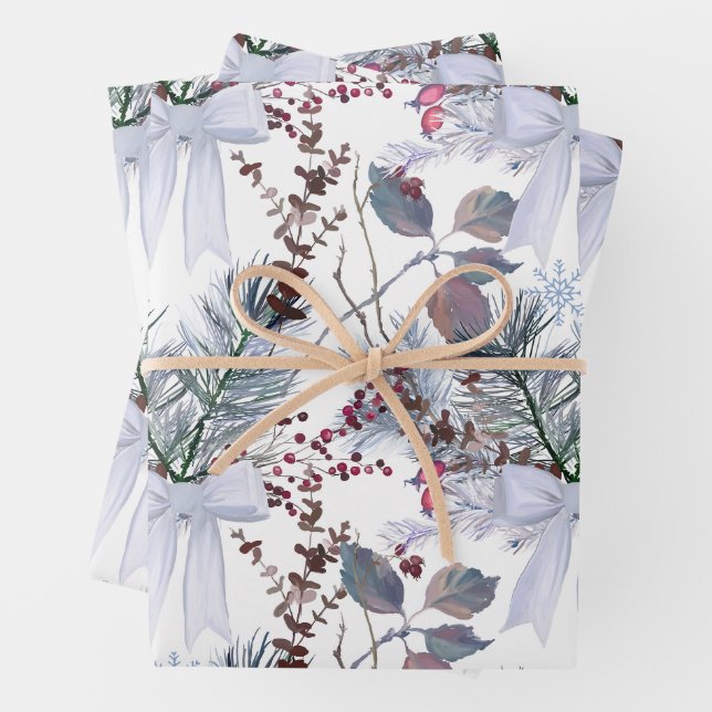 Weihnachtsberries und Kiefernzweige Geschenkpapier Set (Beispiel)