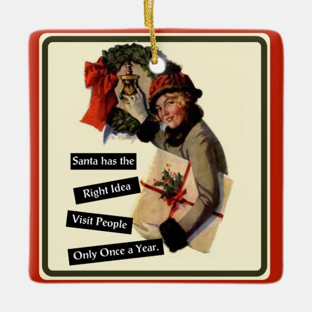 Weihnachtsbesuch Vintager Sonnenaufgang Keramikornament (Vorderseite)