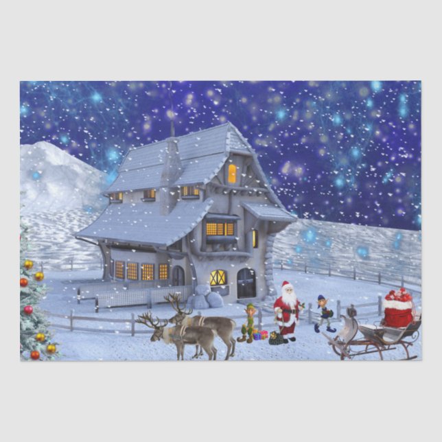Weihnachtsbesuch Weihnachtsdekoupage Tissue Paper Seidenpapier (Vorderseite)