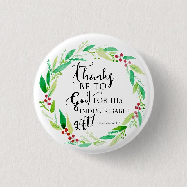 Weihnachtsbibel Verse Christliche Wasserfarben Chi Button (Vorderseite)