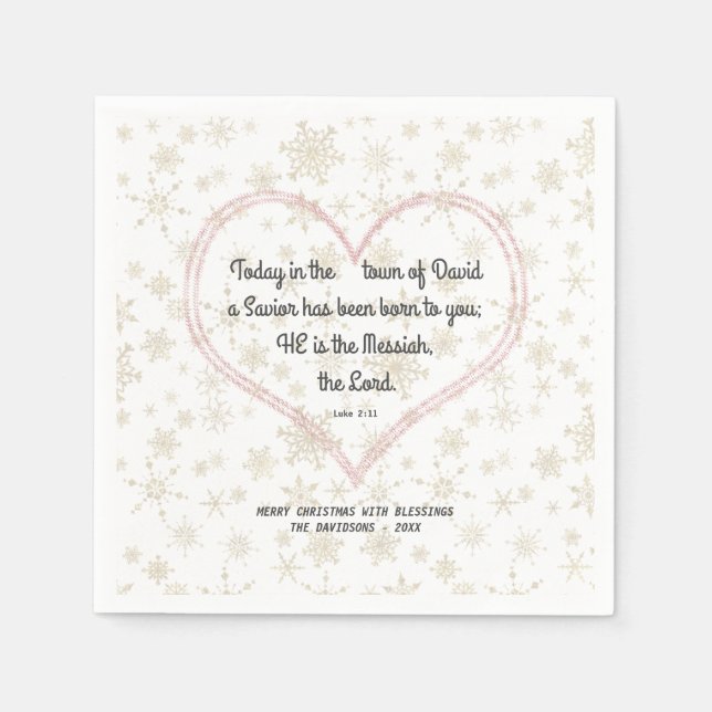 Weihnachtsbibel Verse Messiah Gold Herz Serviette (Vorderseite)