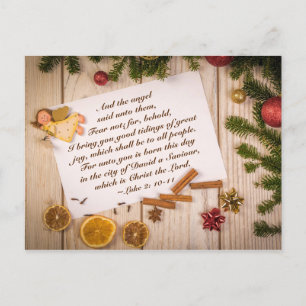 Weihnachtsbibelvers Lukas 2, 10-11 Der Engel sagte Feiertagspostkarte