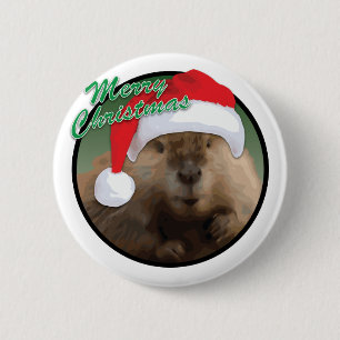 Weihnachtsbiber - Standard, 2 ¼ Zoll-runder Knopf Button