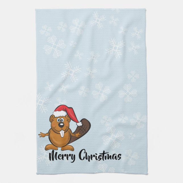 Weihnachtsbiber-Teetuch Geschirrtuch (Vertikal)