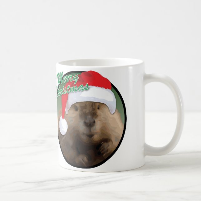 Weihnachtsbiber - Weiße 11 oz klassische Weiße Tas Kaffeetasse (Rechts)