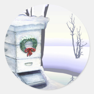 Weihnachtsbienenstock Runder Aufkleber