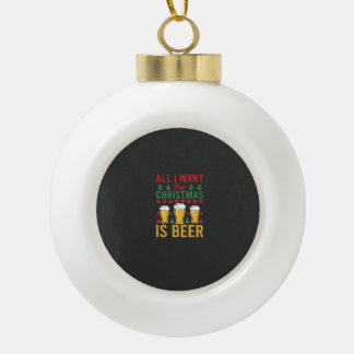 Weihnachtsbier Feiertags Trinken Keramik Kugel-Ornament