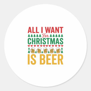 Weihnachtsbier Lustiges Weihnachts-Trinkdesign Runder Aufkleber