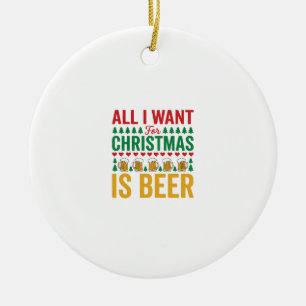 Weihnachtsbier Lustiges Weihnachtsgetränkedesign Keramik Ornament