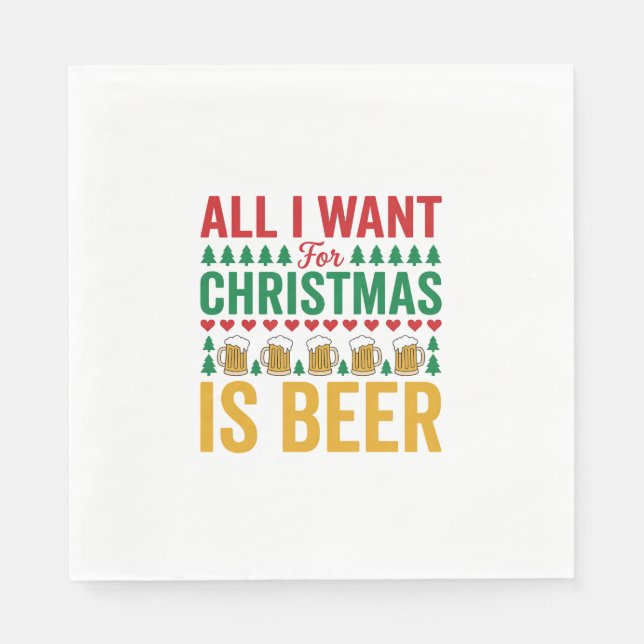 Weihnachtsbier Lustiges Weihnachtsgetränkedesign Serviette (Vorderseite)